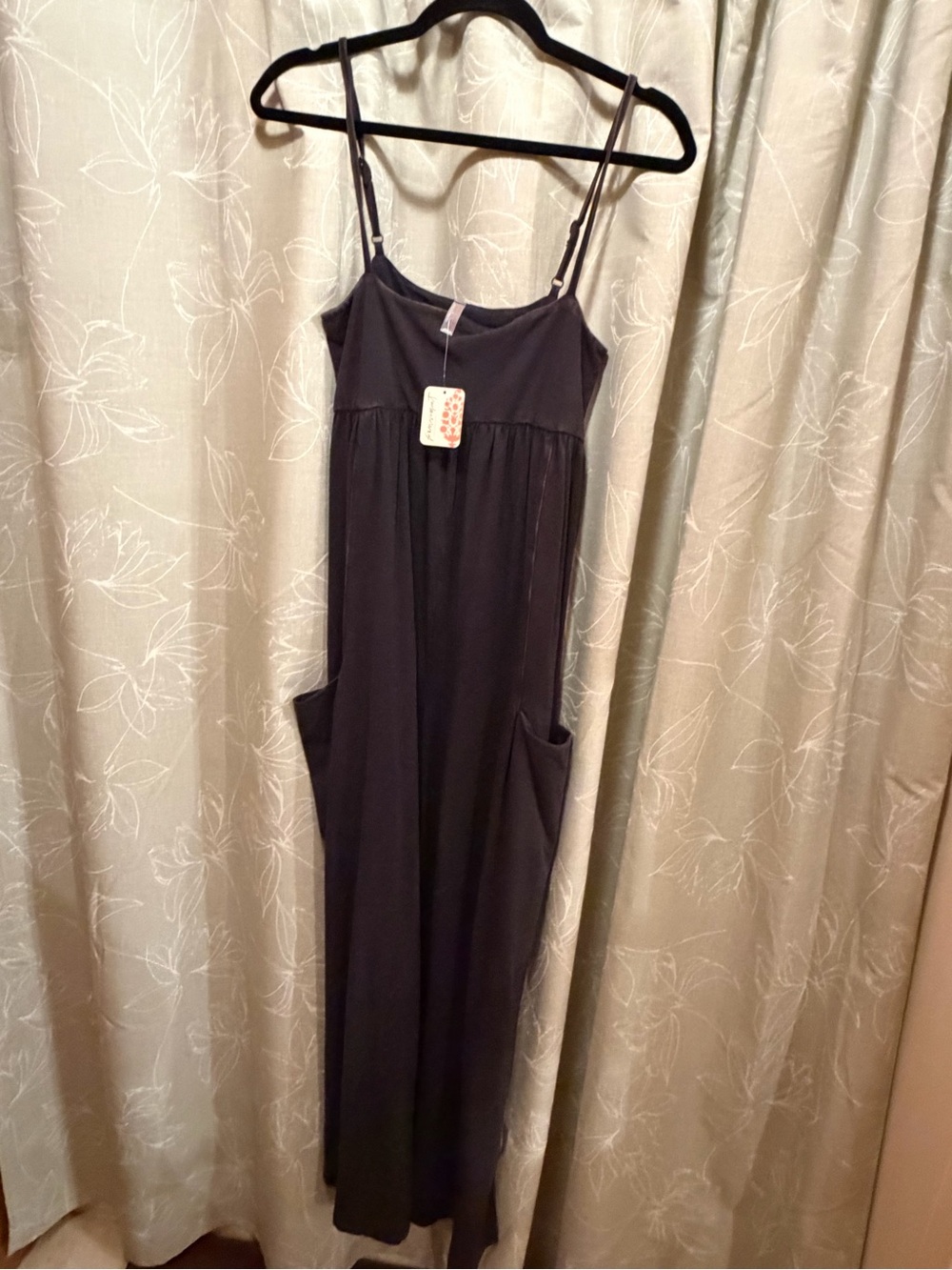 We The Free Black Spaghetti-Strap Jumpsuit with Pockets